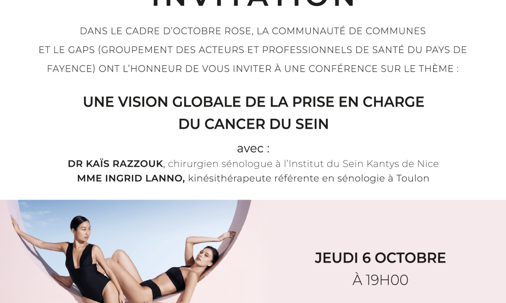 OCTOBRE ROSE : Invitation conférence « vision globale de la prise en charge du cancer du sein »